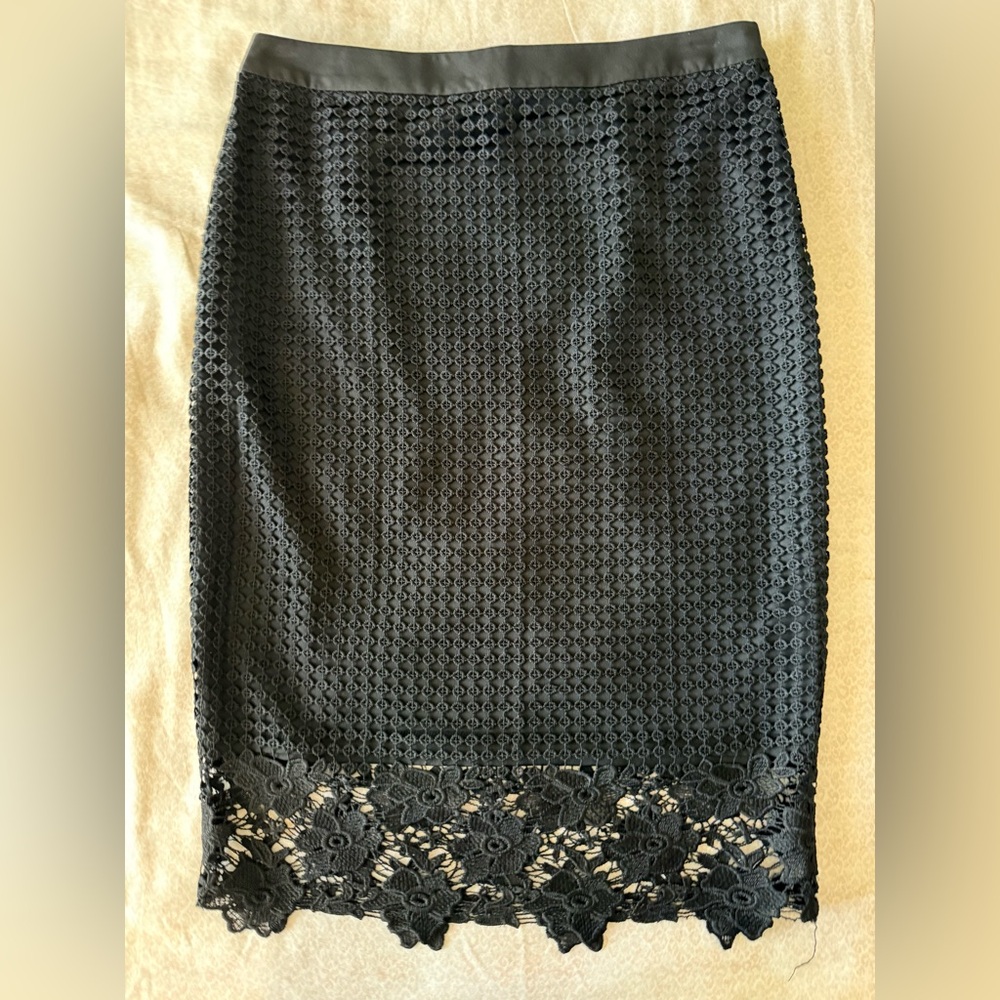 The Limited Black Floral Lace Pencil Skirt